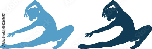 Silhouettes of two women in yoga poses