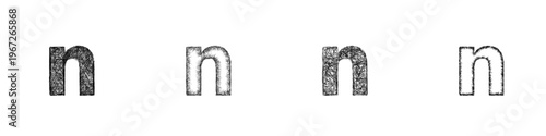 Sketch lowercase n font design set