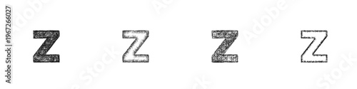 Sketch lowercase z font design set