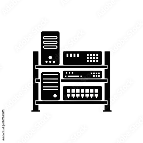 Server Rack with Computer Equipment.