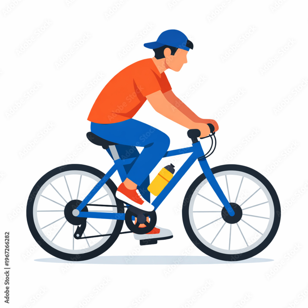 Fototapeta premium Person riding a bicycle flat vector illustration