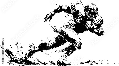 dynamic american football player sprinting with ball during game action