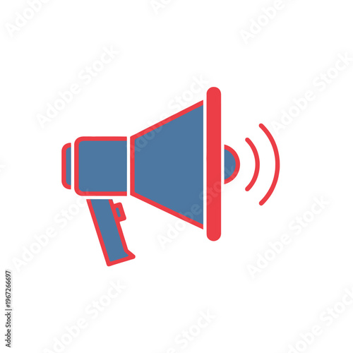 Megaphone Icon with Sound Waves - Announcement, Promotion, Communication Symbol