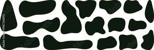 Set of black organic shapes, Organic shape round form set. Liquid organic blob curve background abstract shape frame. abstract blobs, fluid spots, irregular ink blots, vector design elements