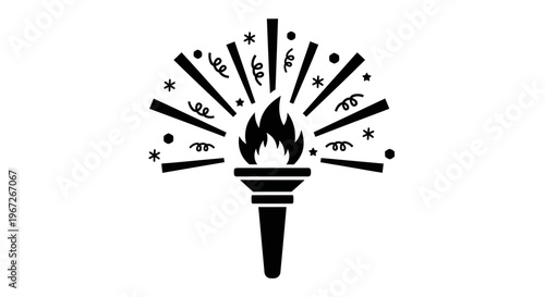 Torch with flame and decorative elements.