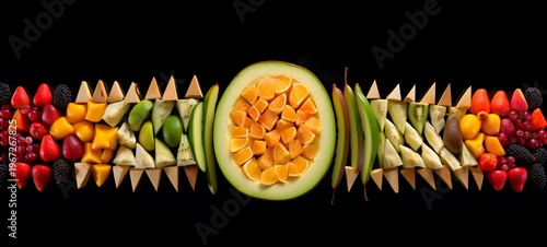 fruits slice shaped matchstick carving,generative AI