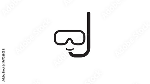 Snorkel mask icon with clear lines representing a diving mask and breathing tube, ideal for water sports and ocean exploration themes.