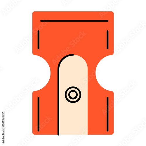 Pencil sharpener. Cartoon school stationery tool for sharpening pencils, simple flat crayon blade equipment, office supplies. Vector isolated illustration