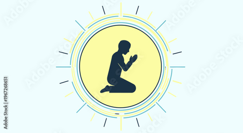 Person Kneeling in Prayer Silhouette.