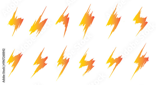 Abstract lightning bolt pattern energetic orange and yellow streaks