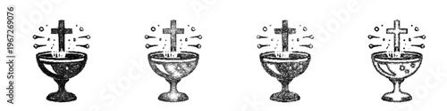 Sketch blessed water icon design set