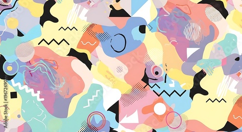 Vibrant abstract colorful geometric shapes pattern.