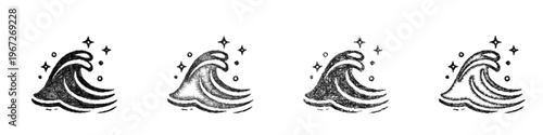Sketch healing wave icon design set