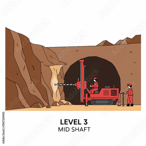 Tunnel Boring Machine Operation in Mid Shaft Level 3.