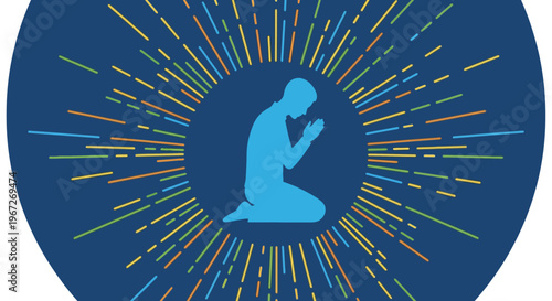 Man Kneeling in Prayer Silhouette.