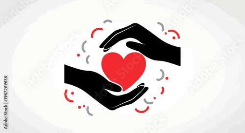 Hands holding a red heart symbol.