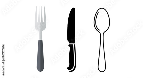 Fork knife and spoon eating utensils.