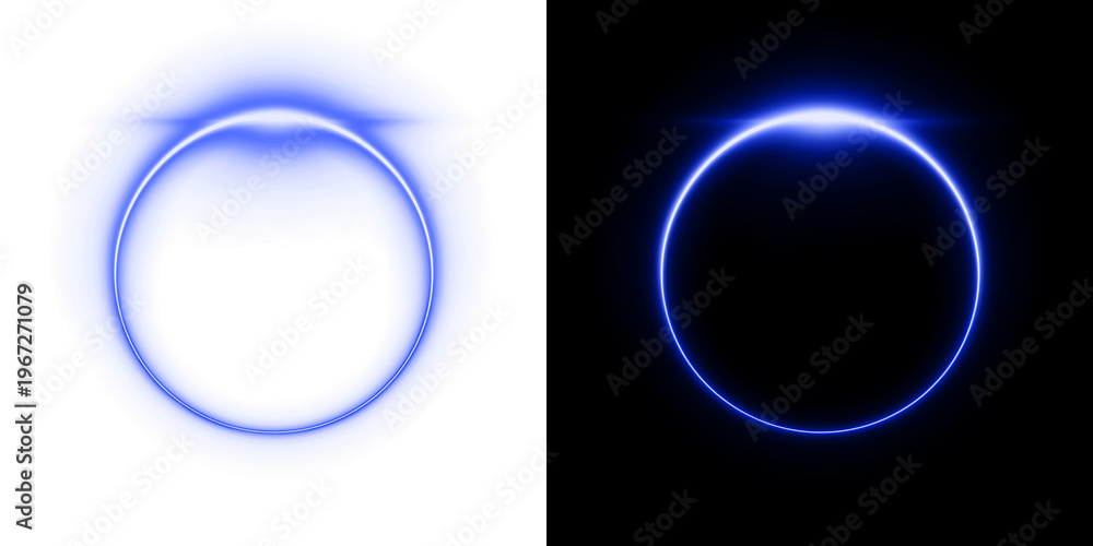 Fototapeta premium Energy blue Glowing Neon Circle Light Effect Isolated PNG Overlay Effects