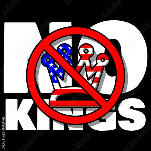 Support for democracy featuring the American flag king crown with the prohibition symbol as a meaning of freedom and rejection of tyranny in a modern vector art style.