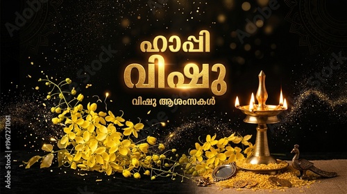 Vishu Festival Celebration Concept with Cultural Symbols