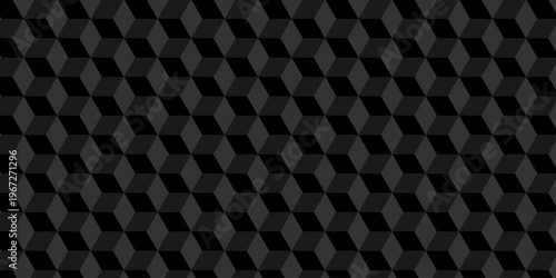 Vector structure box minimal black, gray abstract cube square wall texture. geometric tile hexagon mosaic wall grid wallpaper. minimal geometric block cube isometric texture background.