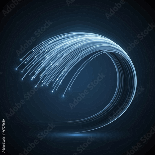 Glowing Blue Fiber Optic Cable.