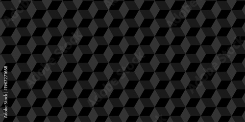 Vector structure box minimal black, gray abstract cube square wall texture. geometric tile hexagon mosaic wall grid wallpaper. minimal geometric block cube isometric texture background.
