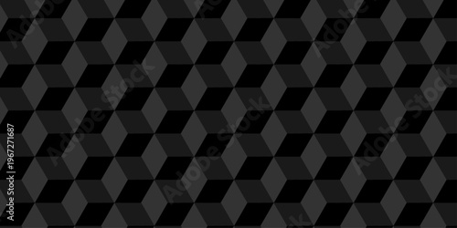 Vector structure box minimal black, gray abstract cube square wall texture. geometric tile hexagon mosaic wall grid wallpaper. minimal geometric block cube isometric texture background.