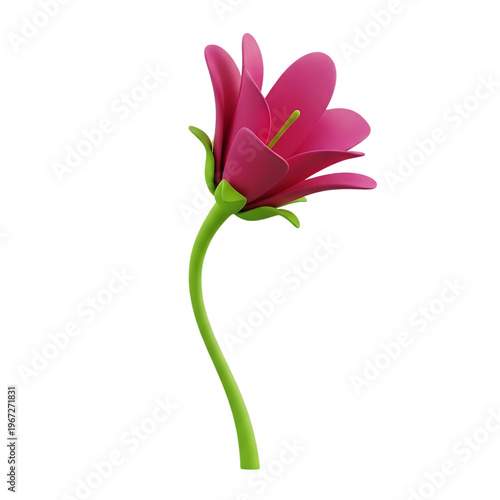 Cartoon Flower With Soft Shapes And Bright Colors On Isolated Transparent Background
