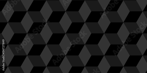 Vector structure box minimal black, gray abstract cube square wall texture. geometric tile hexagon mosaic wall grid wallpaper. minimal geometric block cube isometric texture background.