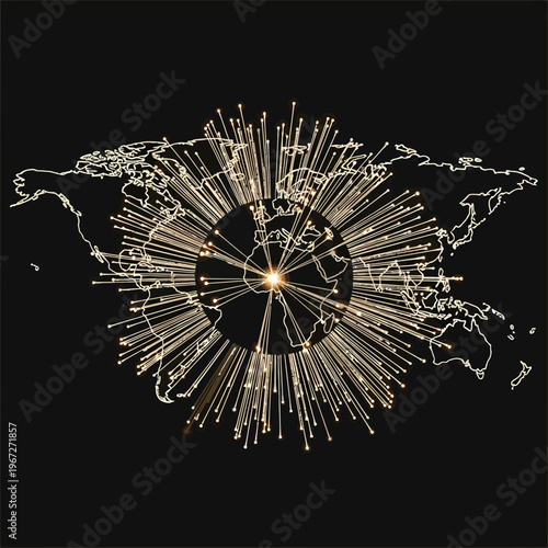 Glowing connections on a map.