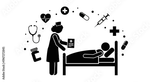 Nurse Attending to Hospital Patient Care.