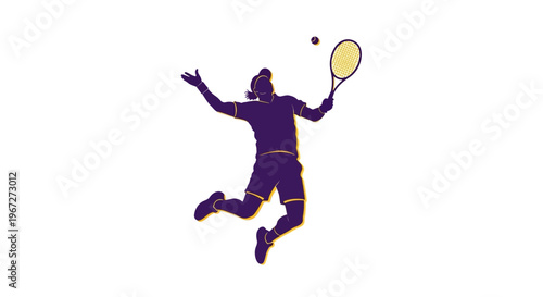 Tennis player in dynamic motion swing.