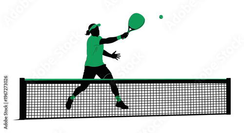 Woman playing tennis on court.