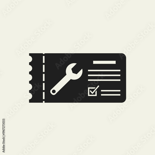 Service ticket with wrench symbol.