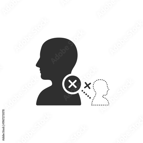 Silhouette of a person with a cross mark representing rejection and exclusion.