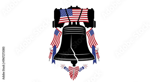 American Liberty Bell with Flags.