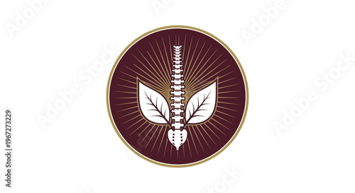 Spine with leaves logo design element.