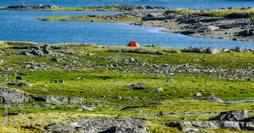 Mountain panorama with lakes in Jotunheimen Norway