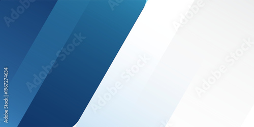 White modern abstract wide banner with blue line and geometric shapes. White and blue abstract background. Vector illustration