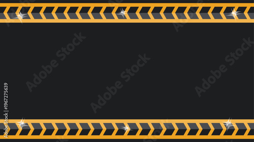 Clean and simple under construction themed background featuring flat black and yellow color with plenty empty space for text.