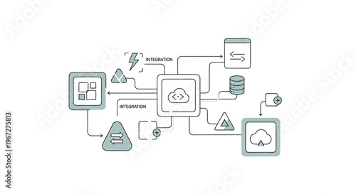 Cloud Computing Network Diagram with Data Flow and Automation.