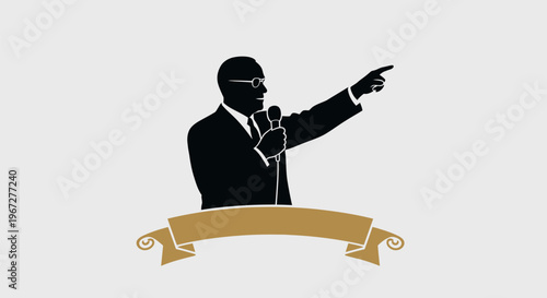 Silhouette of man giving presentation.