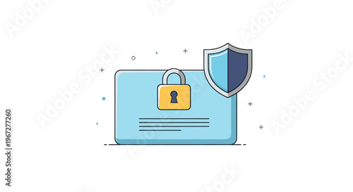 Secure Document Protection with Padlock and Shield Icon.