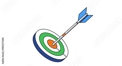 Arrow hitting bullseye on target board, symbolizing accuracy and achievement.