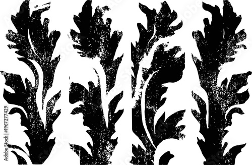 vintage botanical leaf patterns stylized oak leaves silhouette design ornamental plant decorative elements nature inspired art motifs