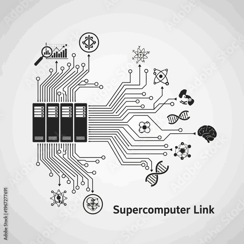Supercomputer Link A Visual Representation of Data Processing and Connectivity.