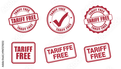 Tariff free vector icons and labels for international trade and commerce