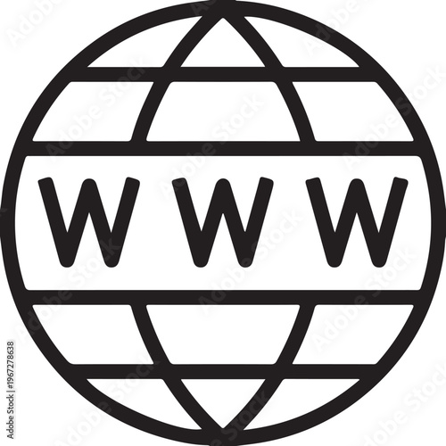 Stylized globe graphic with www for internet representation with technology icon with world icon with earth icon with network icon with connection icon with communication icon with digital icon