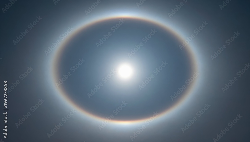 Fototapeta premium Solar halo phenomenon observation atmospheric conditions astronomy image blue skies wide angle natural light effects
